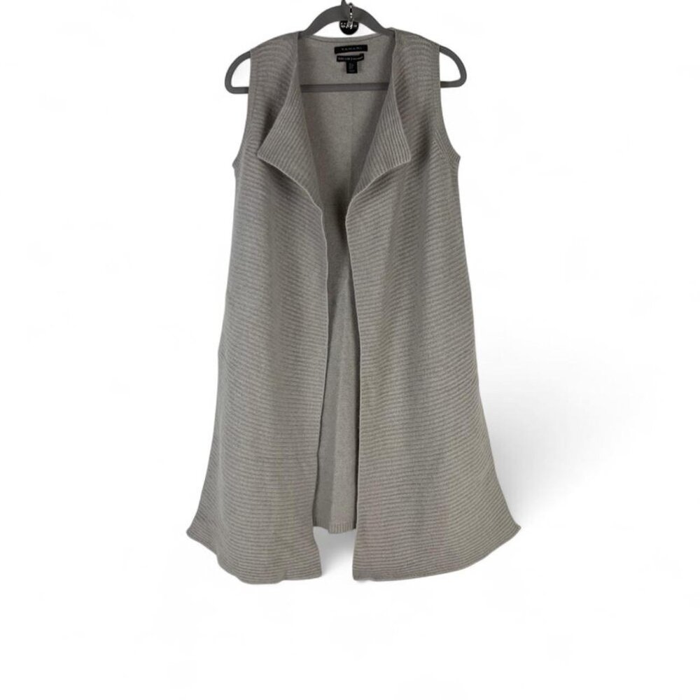 Tahari Pure Luxe 100% Cashmere Duster Cardigan Vest - Elegant & Cozy Layering Pi